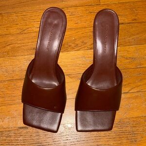 Brown Faux Leather Women's Block Heel Sandal